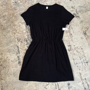 Black Old Navy Swing Dress Cinched Waist, New with tags, Size M Petite
